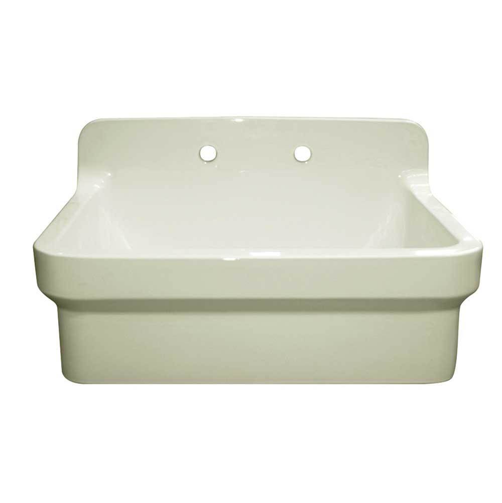 Whitehaus Collection Old Fashioned Country Fireclay Utility Sink with High Backsplash