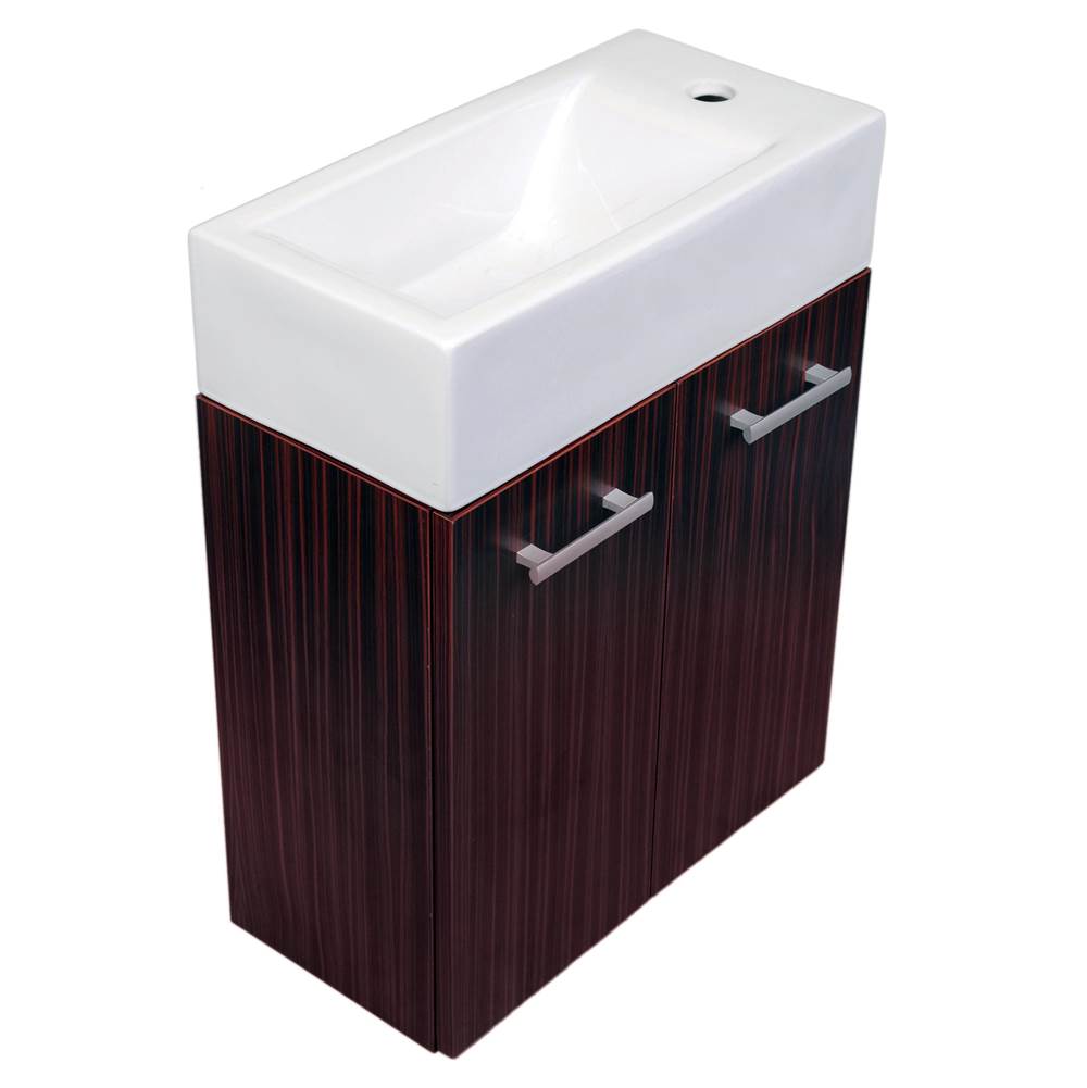Whitehaus Collection Wall Mount Double Door Vanity in Espresso Complete with a White Basin