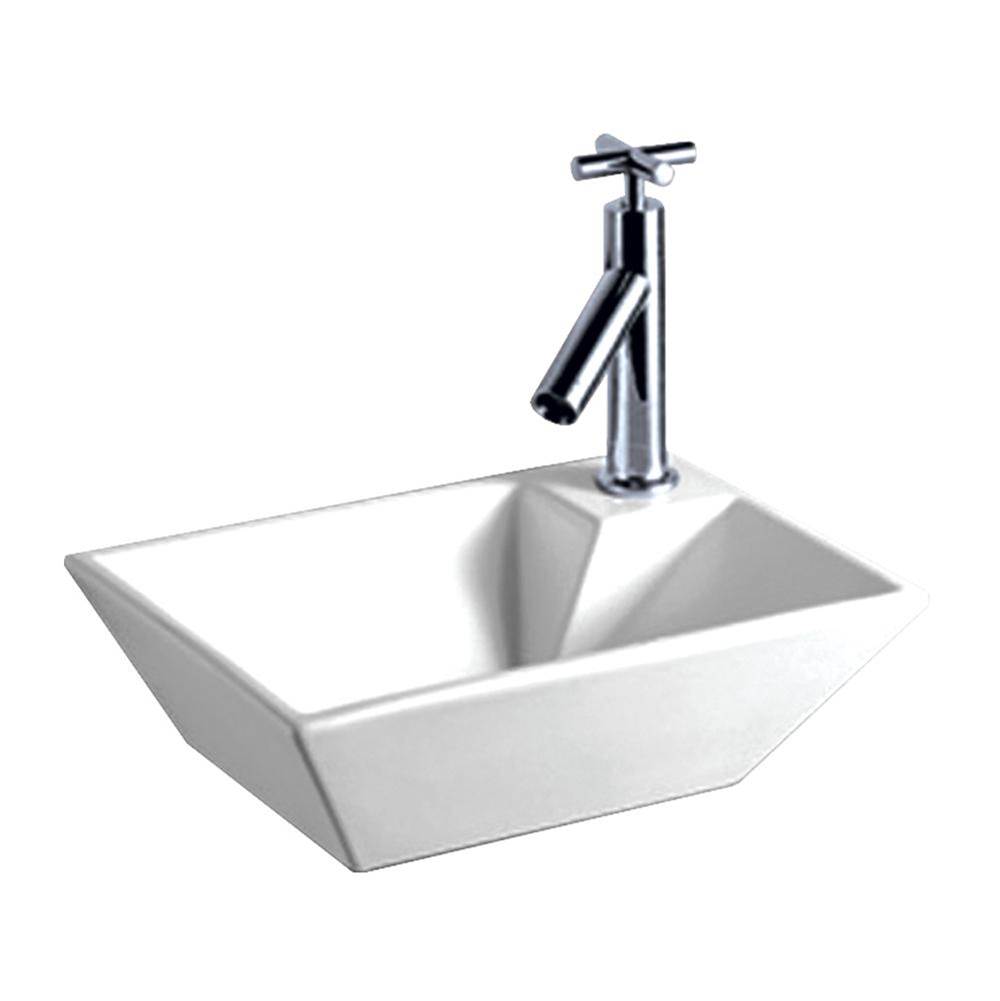 Whitehaus Collection Isabella Collection Rectangular Wall Mount Basin with a Right Offset Single Faucet Hole