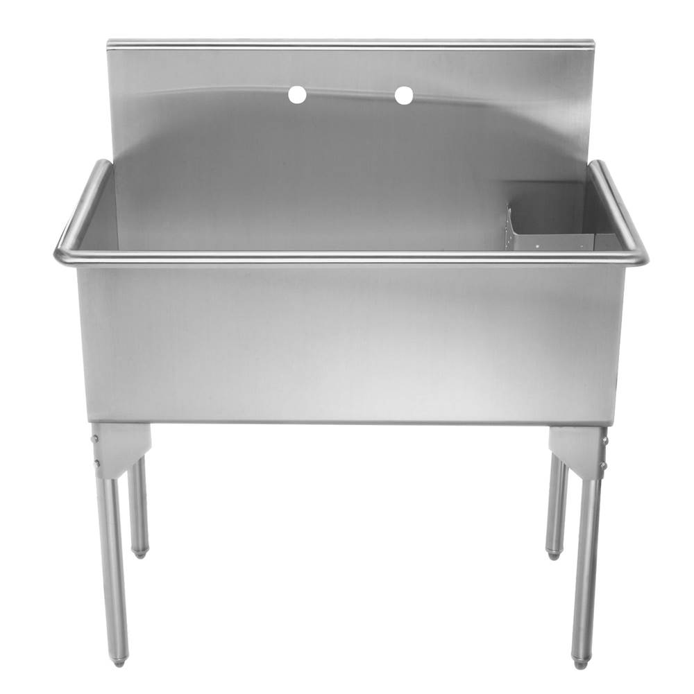 Whitehaus Collection Pearlhaus Brushed Stainless Steel  Large, Single Bowl Commerical Freestanding Utility Sink