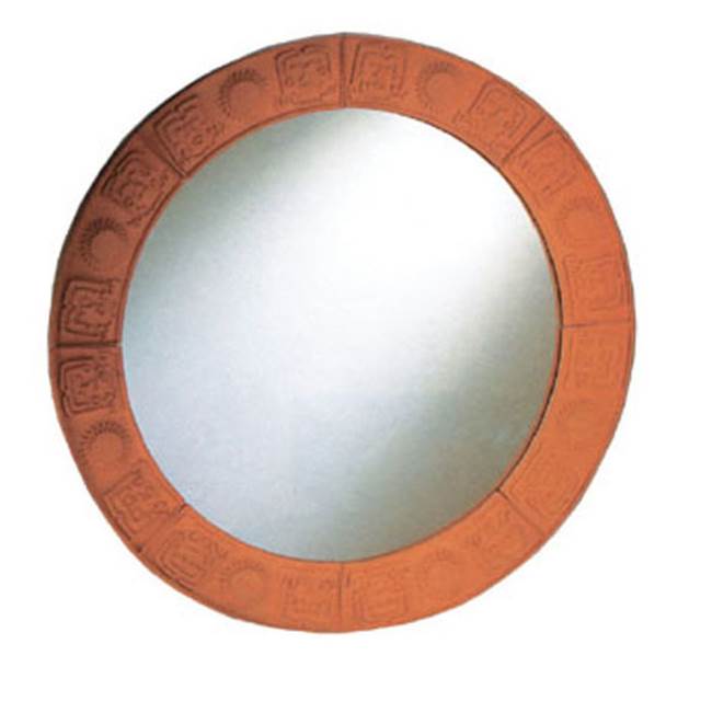 Whitehaus Collection New Generation Large Round Mirror with Embossed Terra Cotta Border