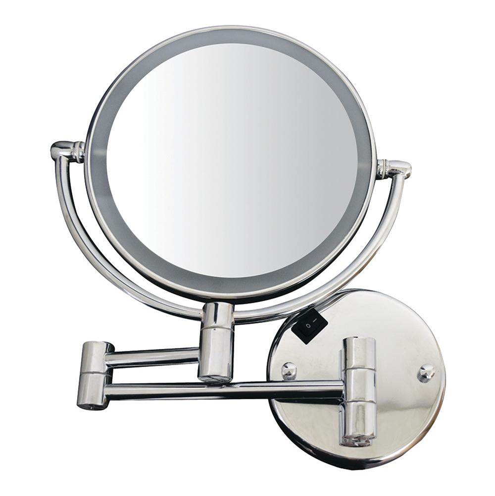 Whitehaus Collection Round Wall Mount Dual Led 7X Magnified Mirror